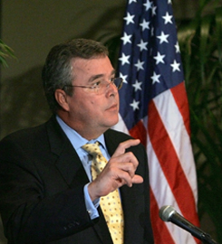 Former Florida governor Jeb Bush presents findings of a review of the state’s education reform efforts.