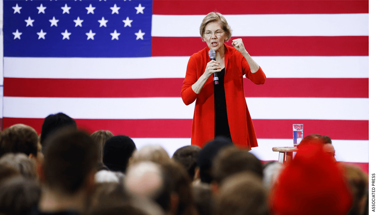 Democratic presidential candidate Sen. Elizabeth Warren, D-Mass., speaks during a campaign event at Lebanon High School, Sunday, Feb. 9, 2020, in Lebanon, N.H.