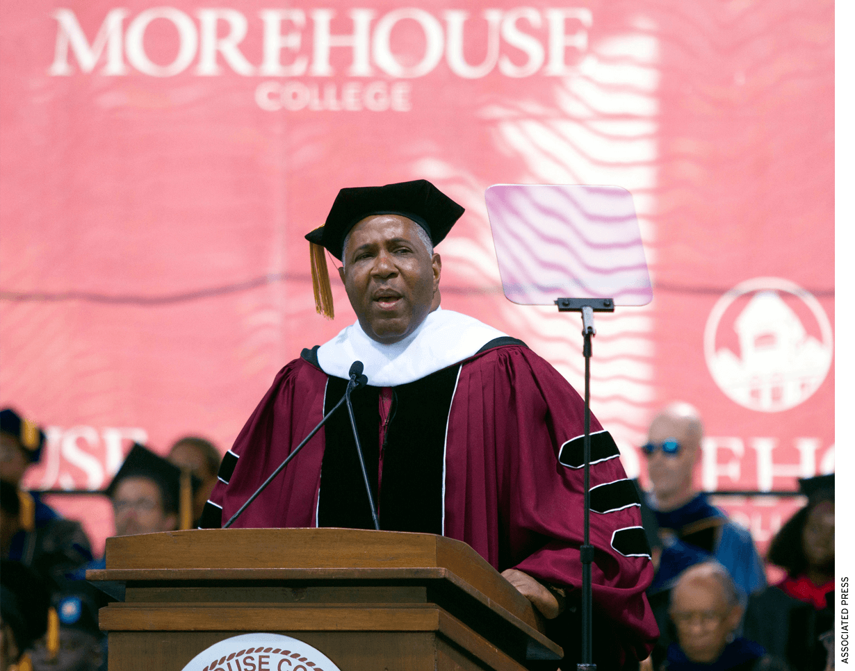 Billionaire technology investor and philanthropist Robert F. Smith announces he will provide grants to wipe out the student debt of the entire 2019 graduating class at Morehouse College in Atlanta.