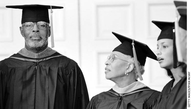Graduates in caps and gowns