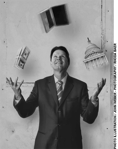 Article opening image: Mr. Whitehurst juggles money, technology and Congress.
