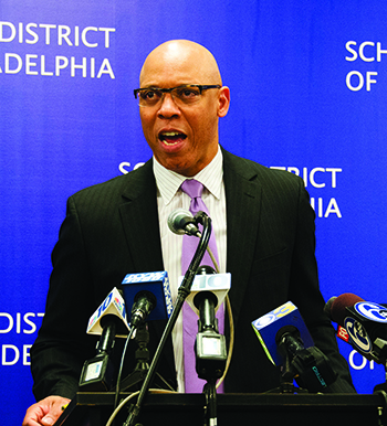 Philadelphia school district superintendent William R. Hite speaks about the proposed fiscal year 2015 operating budget at a press conference on April 25, 2014 AP Photo / Philadelphia Inquirer, Rachel Wisniewski