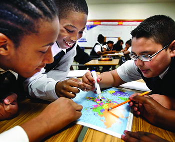 Seventh graders work on a social studies project at KIPP Memphis Collegiate Middle School in Tennessee AP Photo/The Commercial Appeal, Jim Weber