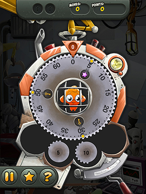 With puzzles based on integer partitioning, Wuzzit Trouble asks the player to help an imprisoned Wuzzit escape by turning a set of gears Courtesy BrainQuake