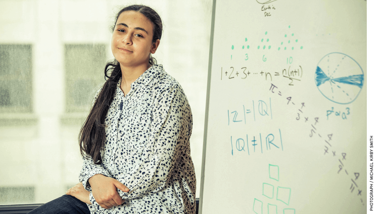 Youmna Nasr, 13, attended the Bridge to Enter Advanced Mathematics Program in New York and won a coveted 9th-grade spot at Bard High School Early College Queens.