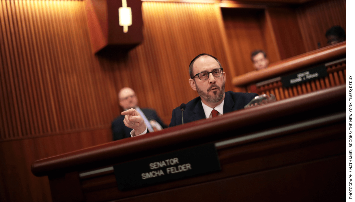 State senator Simcha Felder, a Democrat who represents a heavily Orthodox Brooklyn district, revised the New York state education law to define “substantial equivalence.”