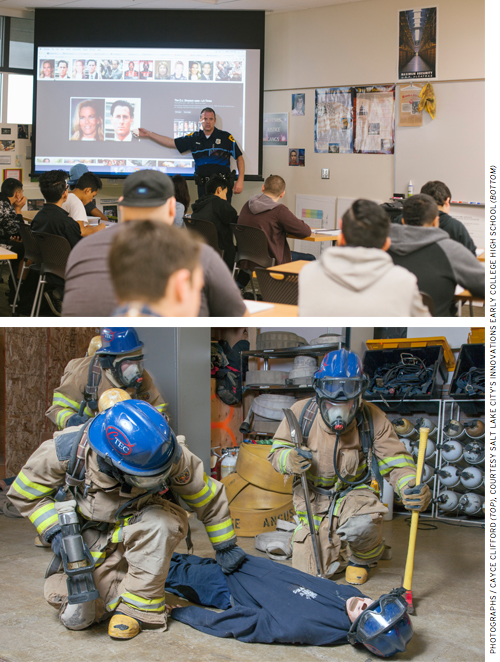 At the Career andTechnical Center, law enforcement classes are taught by police officers and fire science is taught by firefighters. Emergency medicine classes taught by EMTs can lead to employment-ready certification when students turn 18.
