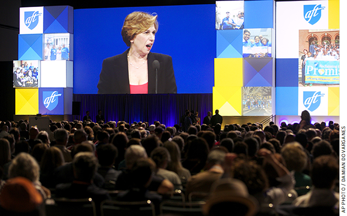 ￼Randi Weingarten, president of the American Federation of Teachers, addresses the crowd at the union’s annual convention, July 2014