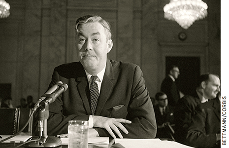 Moynihan in 1966, appearing before the Senate Government Operations subcommittee during hearings on urban problems