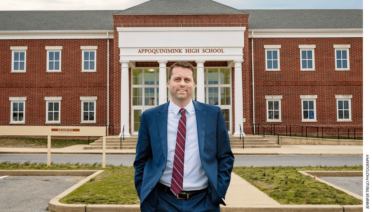 Career and technical education coordinator Mike Trego at Appoquinimink High School in Delaware.