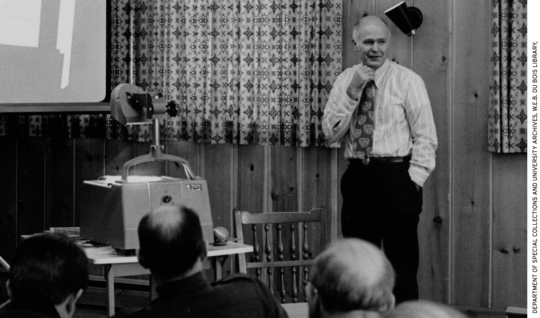 Ray Budde gives a presentation, 1972.