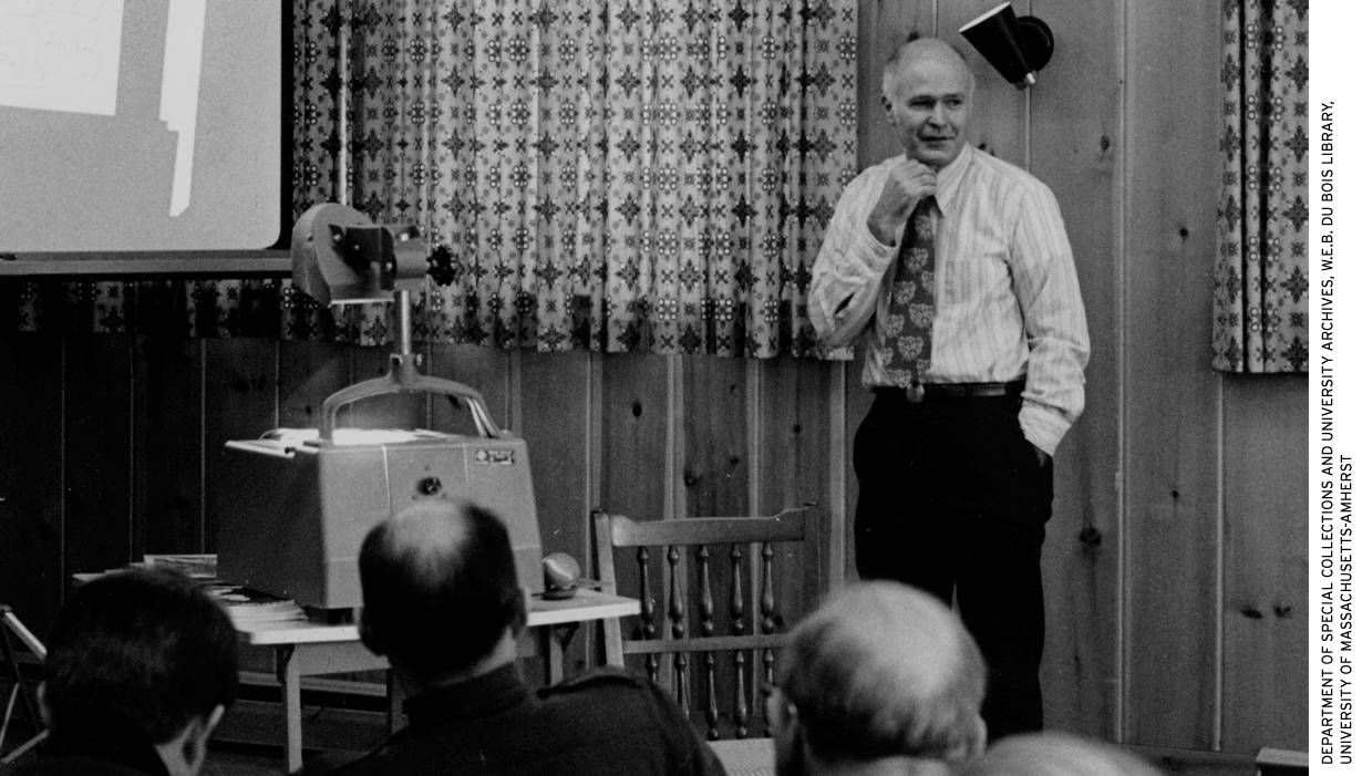 Ray Budde gives a presentation, 1972.