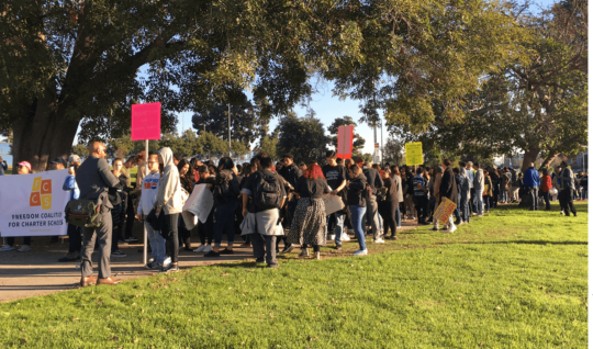 The Freedom Coalition for Charter Schools held a rally at the Westchester Recreation Center in Los Angeles.