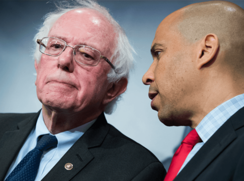 Sens. Bernie Sanders, left, and Cory Booker.