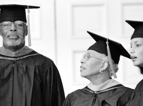 Graduates in caps and gowns