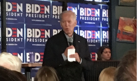 Joe Biden speaks at a campaign stop in Hampton, N.H.