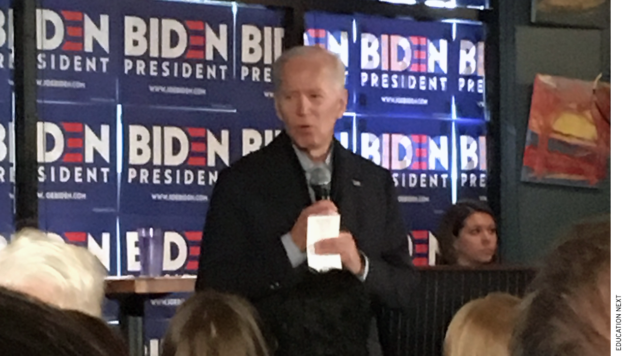 Joe Biden speaks at a campaign stop in Hampton, N.H.