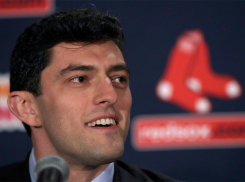 Chaim Bloom speaks at a news conference at Fenway Park in Boston, where it was announced he will be the Chief Baseball Officer for the Boston Red Sox.