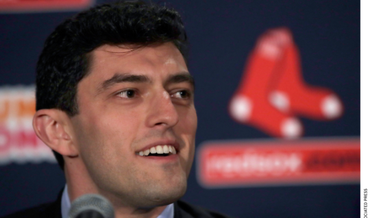 Chaim Bloom speaks at a news conference at Fenway Park in Boston, where it was announced he will be the Chief Baseball Officer for the Boston Red Sox.