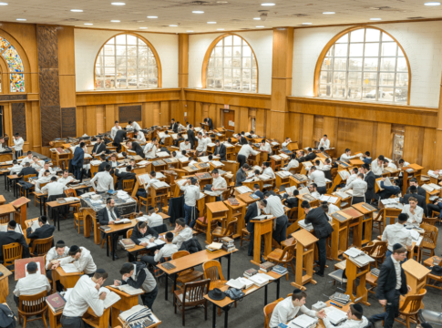 A study hall at Yeshiva Darchei Torah in Far Rockaway, N.Y. Six recent graduates have attended Harvard Law School.