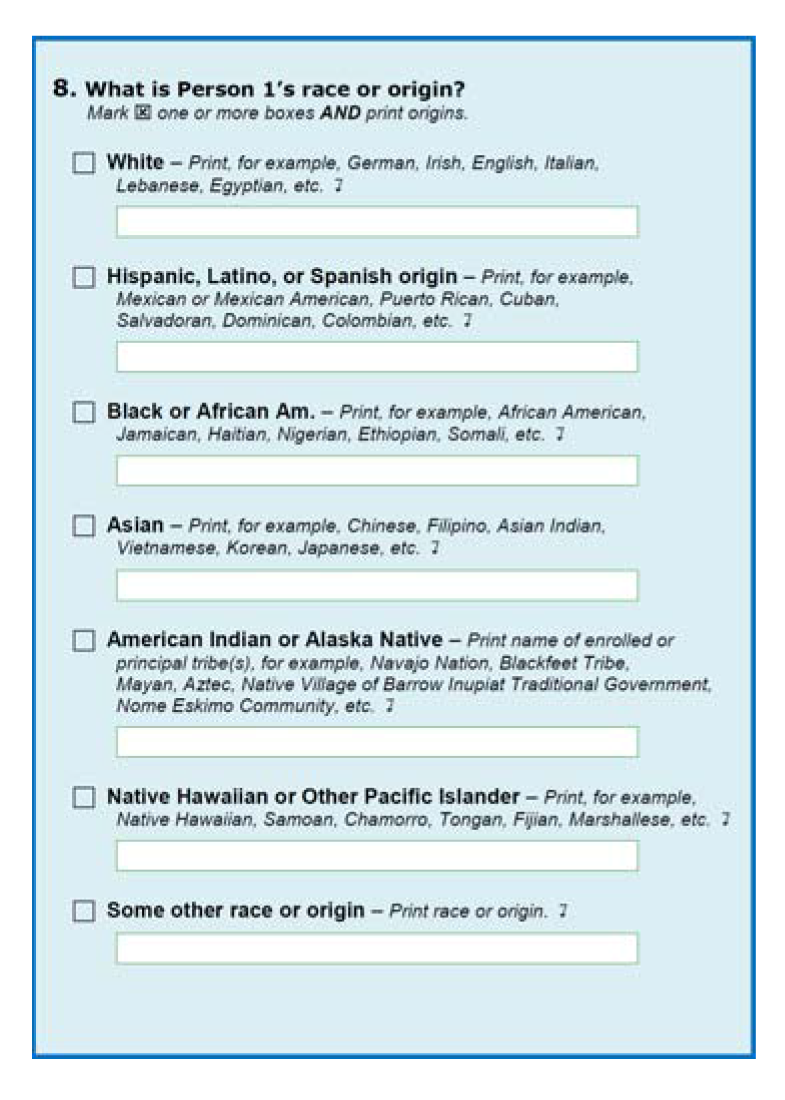 Example from US Census form