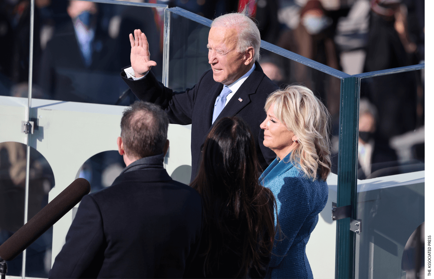 Joe Biden is sworn in as U.S. President as his wife Dr. Jill Biden looks on during his inauguration on the West Front of the U.S. Capitol on January 20, 2021 in Washington, DC.