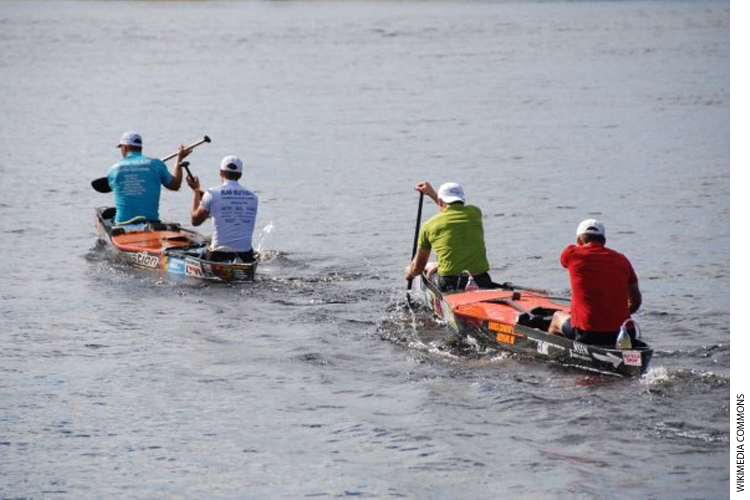 Two canoes in a race