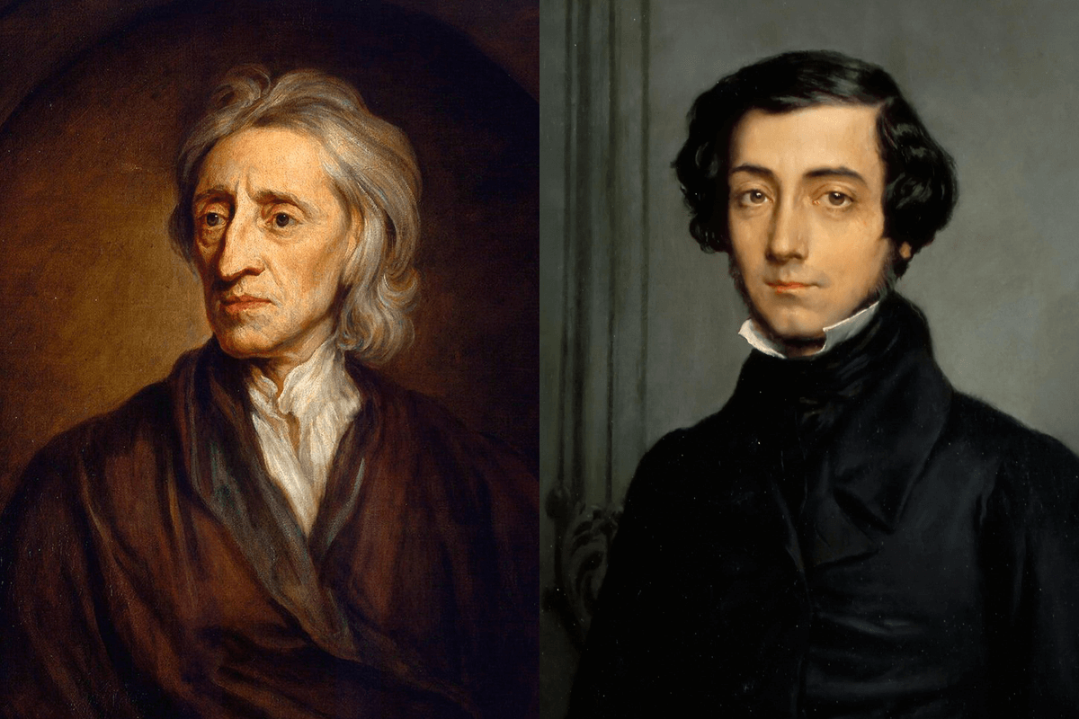 Photos of John Locke (left), Alexis de Tocqueville