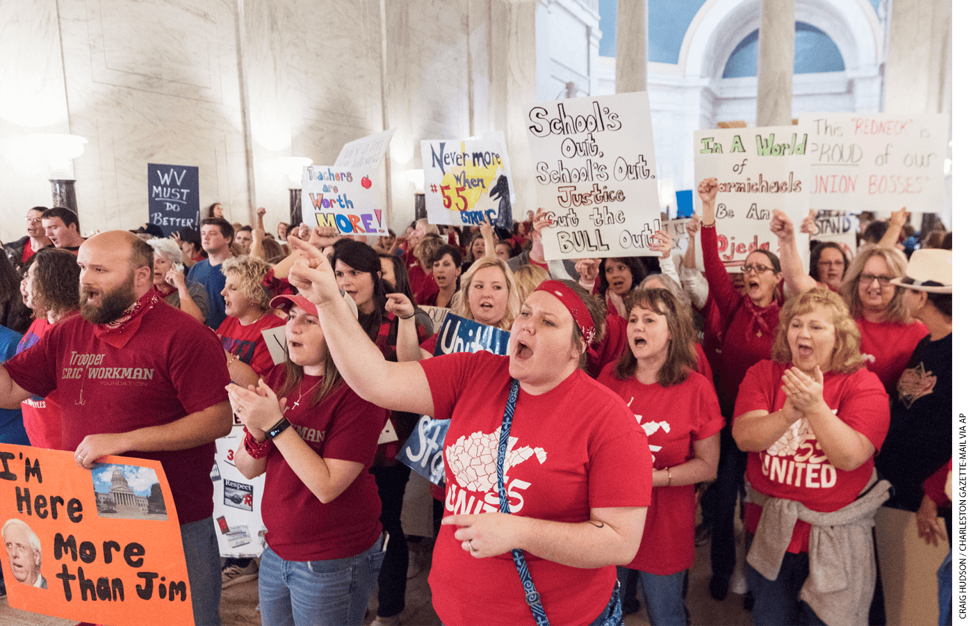 In 2018, West Virginia teachers protested as part of the “Red for Ed” movement. The state recently enacted education savings accounts.