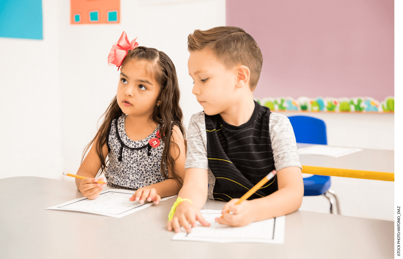 Student copies off classmate's work at school