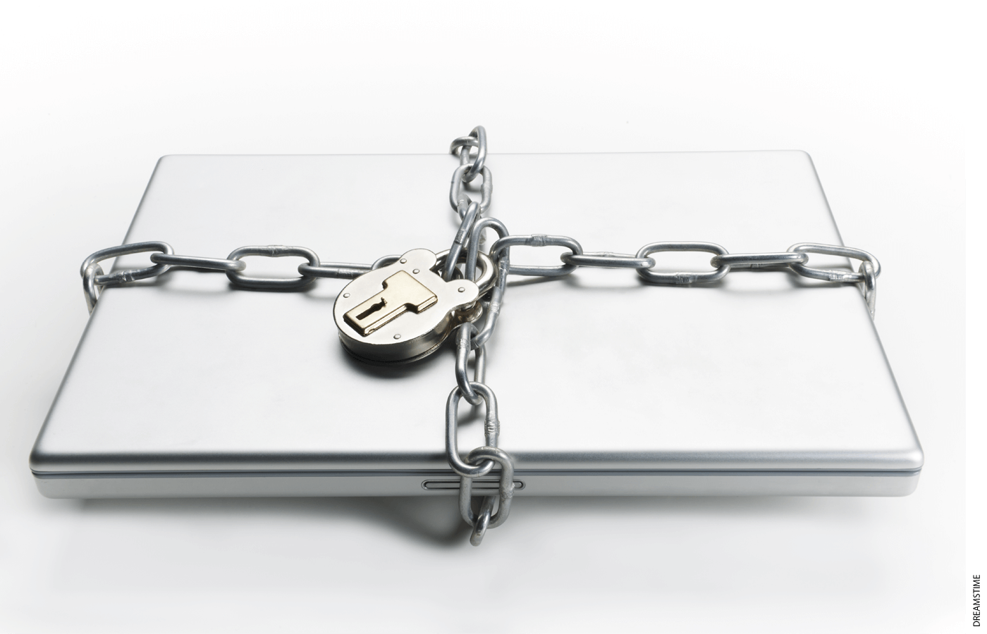 Illustration of a laptop chained shut