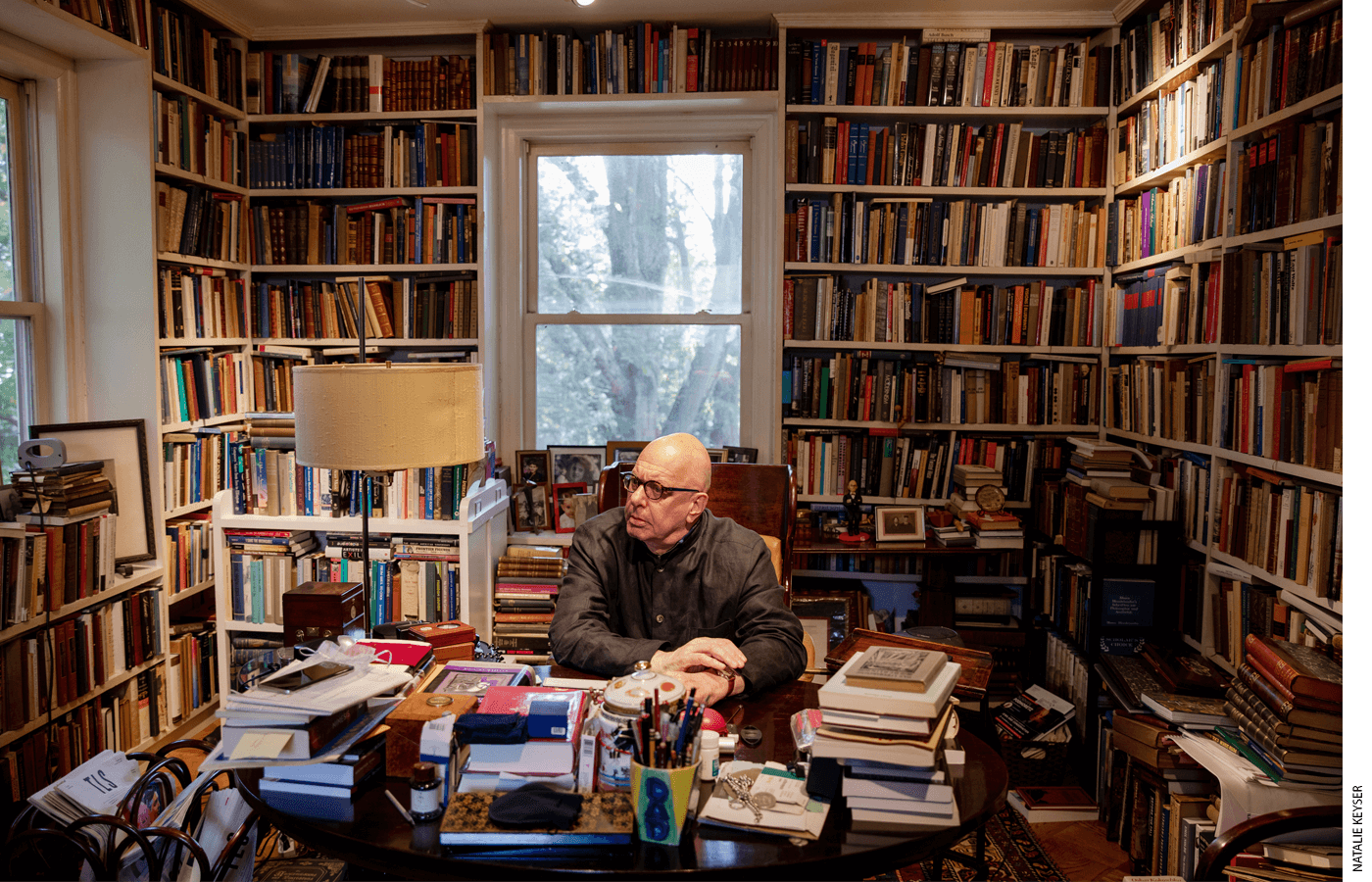 Bard College President Leon Botstein, pictured here in his office on Bard’s main campus, first wrote about reimagining “what the education of adolescents ought to be” in Jefferson’s Children , a book published in 1997.