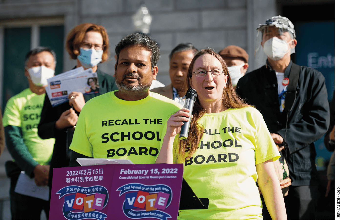 The San Francisco school- board recall effort was led by parents Siva Raj (left) and Autumn Looijen.