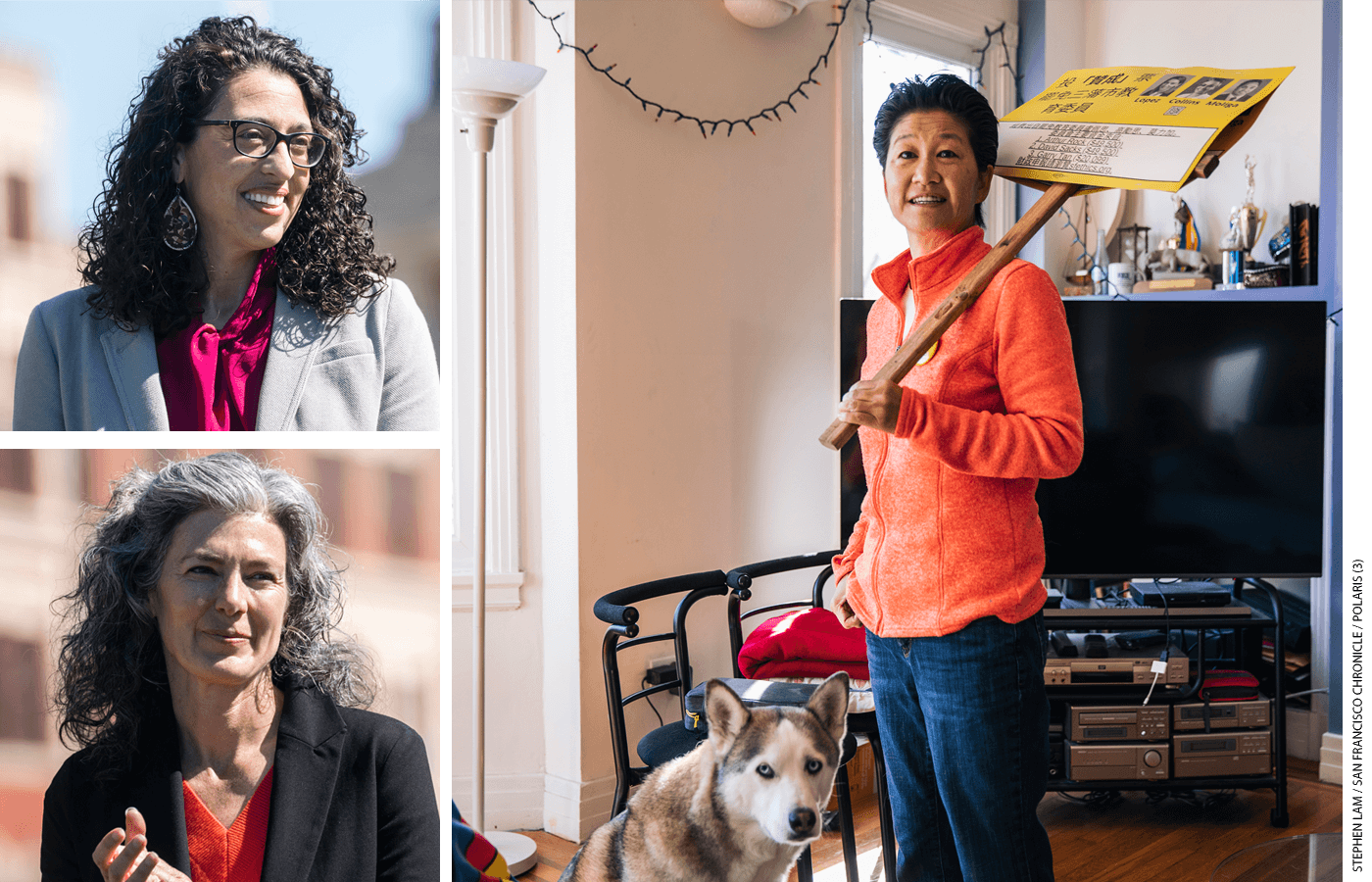 San Francisco mayor London Breed replaced the recalled school-board members with three parents (clockwise from top left): Lisa Weissman-Ward, Ann Hsu, and Lainie Motamedi.