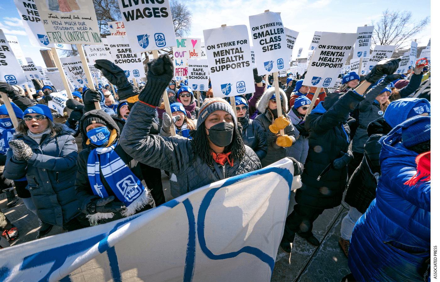 Striking Minneapolis teachers rallied in March 2022 at the state capitol.