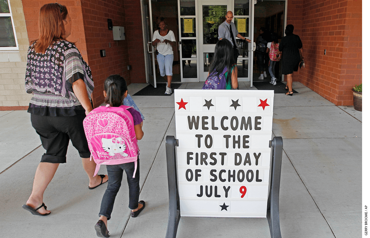 Students start a new school year at Barwell Road Elementary School in Raleigh, N.C.
