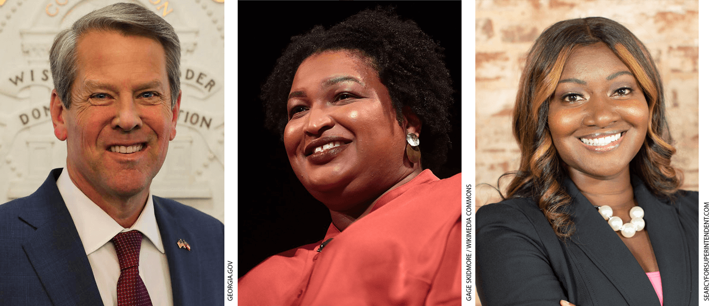 Photos of Brian Kemp, Stacey Abrams and Alisha Thomas Searcy