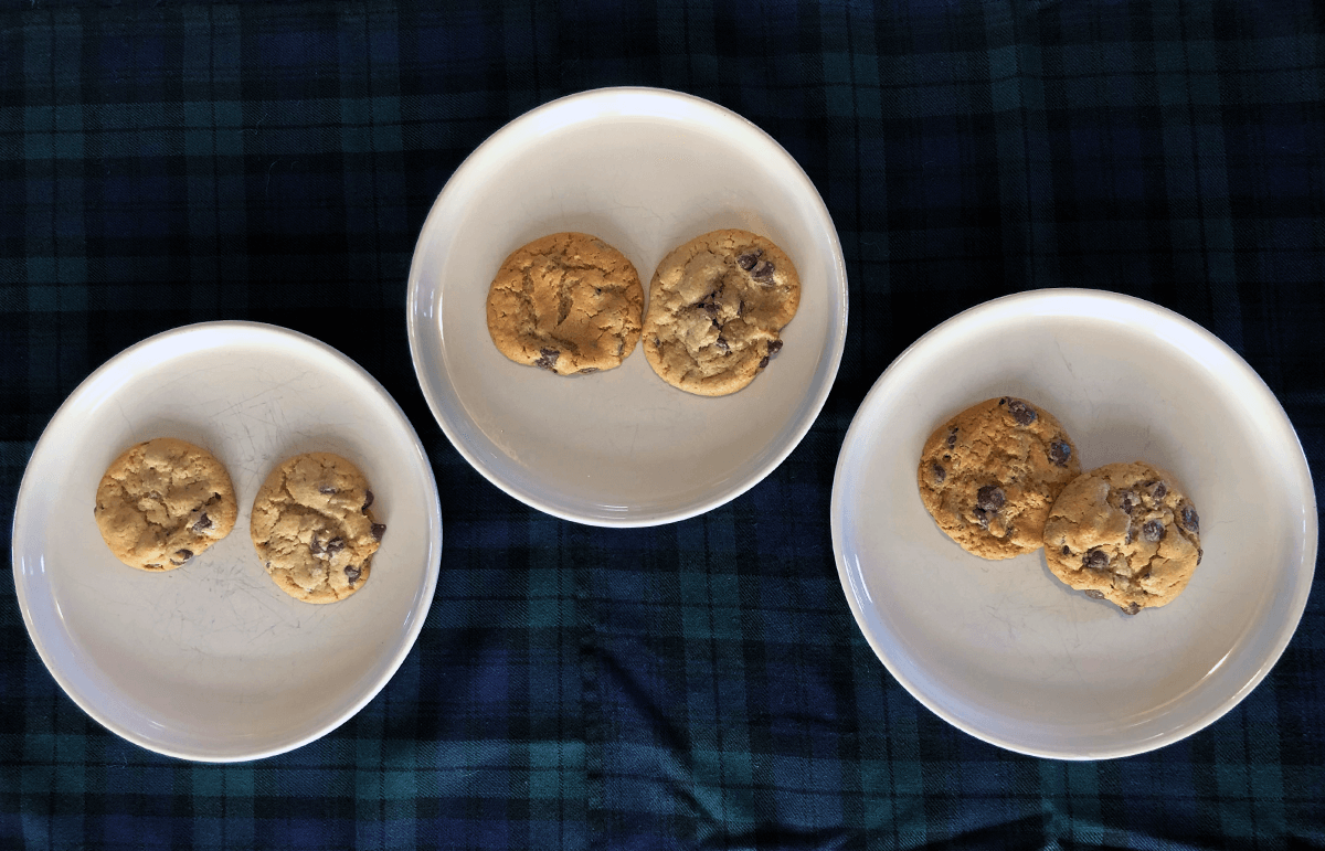 Three plates of cookies