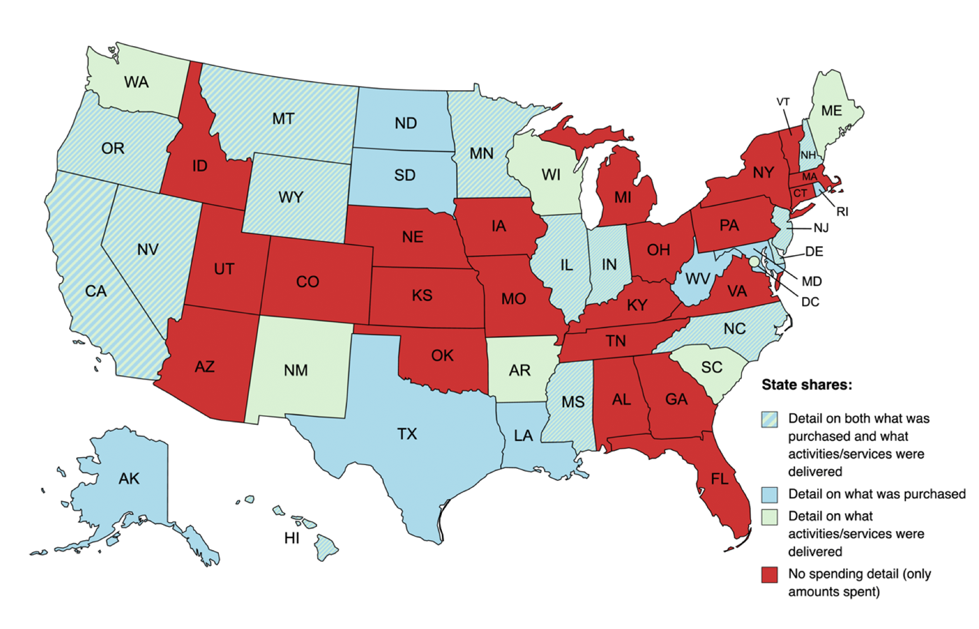 Figure 1: 22 states report no details on how ESSER dollars are spent