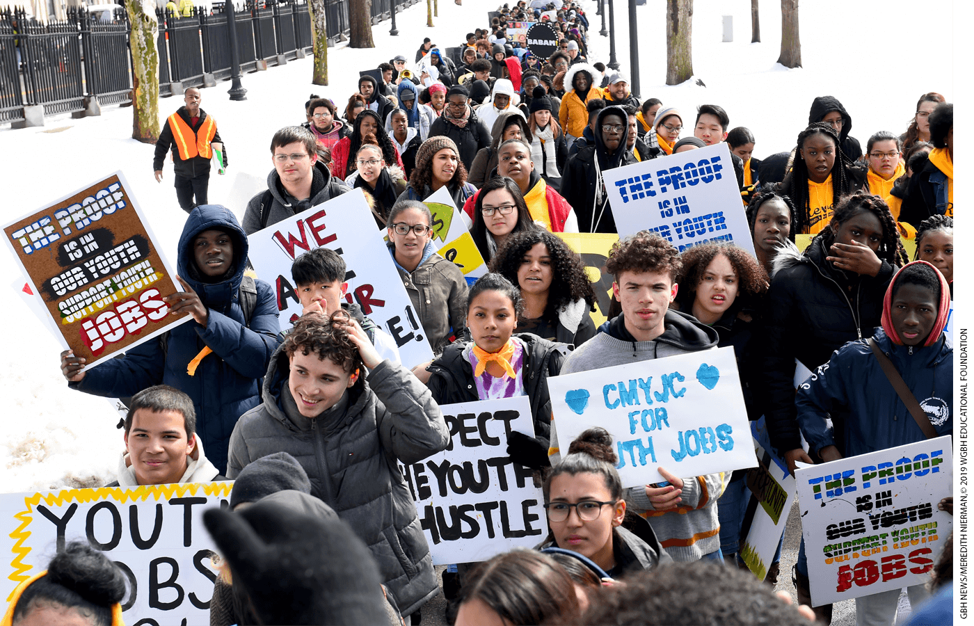 During a 2019 rally in Boston Common, several hundred young people from across Massachusetts called for a host of jobs-related reforms, including expanded funding for schools and youth jobs and expunging criminal records for anyone under the age of 21.