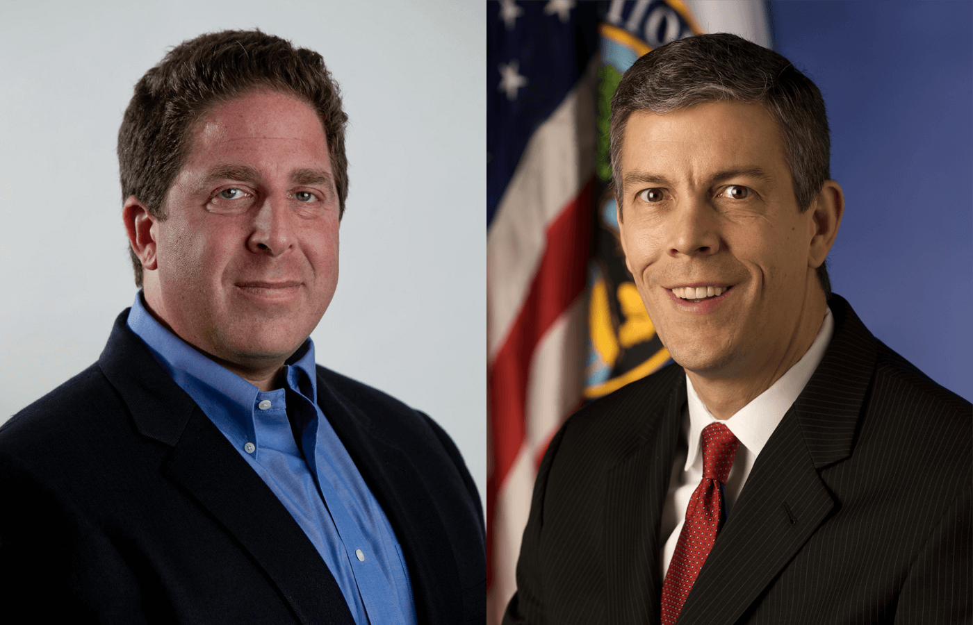 Photo of Rick Hess and Arne Duncan