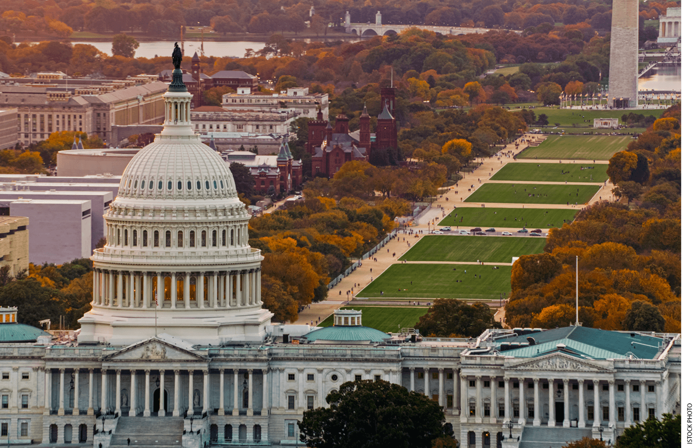 The U.S. Capitol building overlooking the National Mall