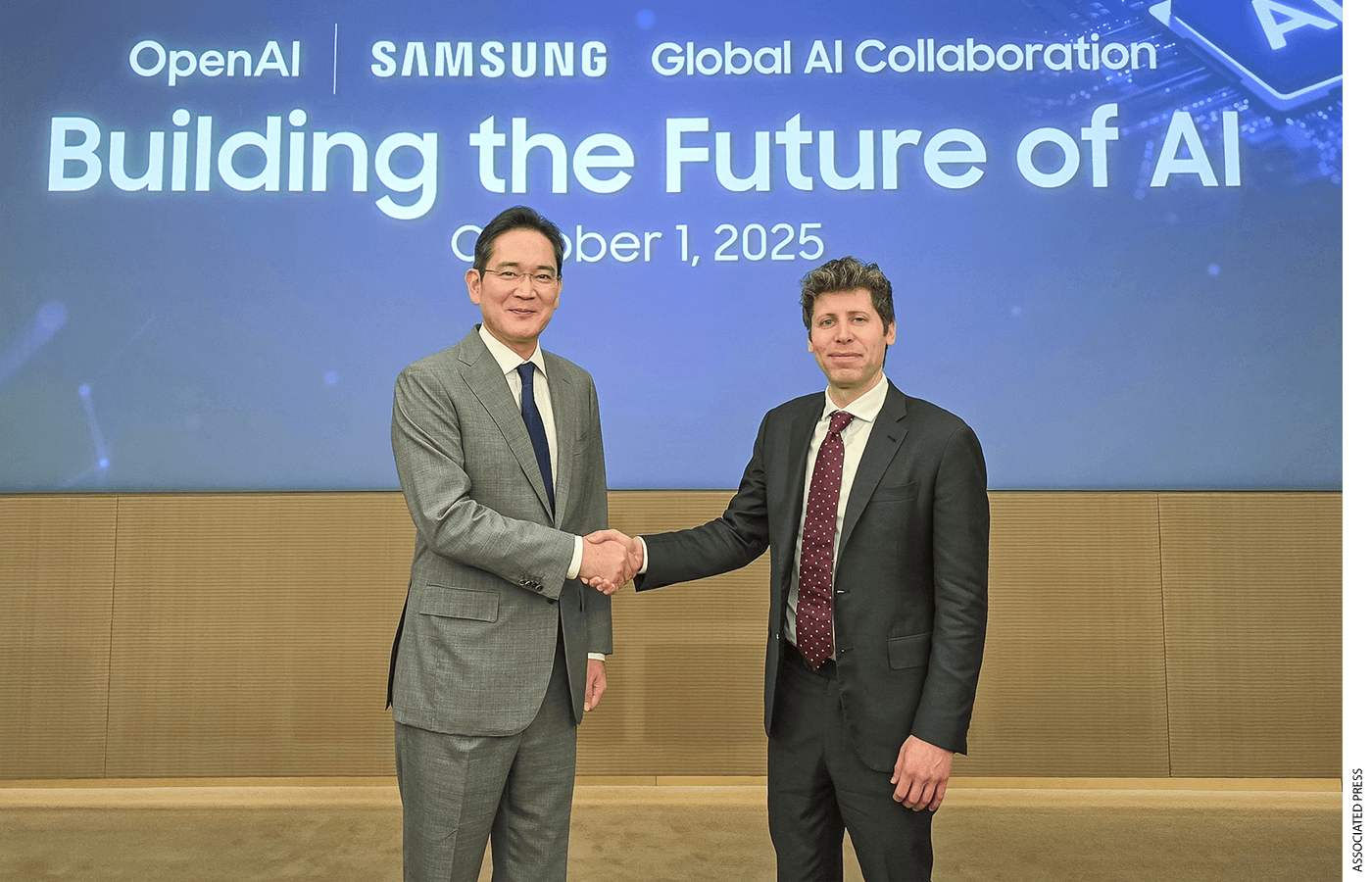 Sam Altman shakes hands with Lee Jae-yong