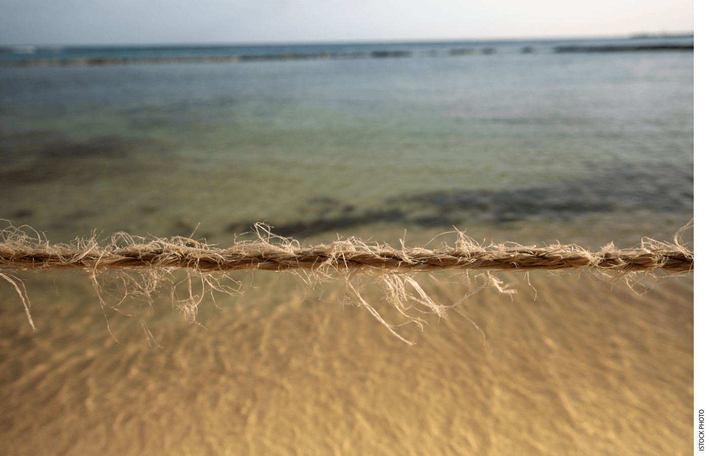 Photo of a rope stretched along a beach
