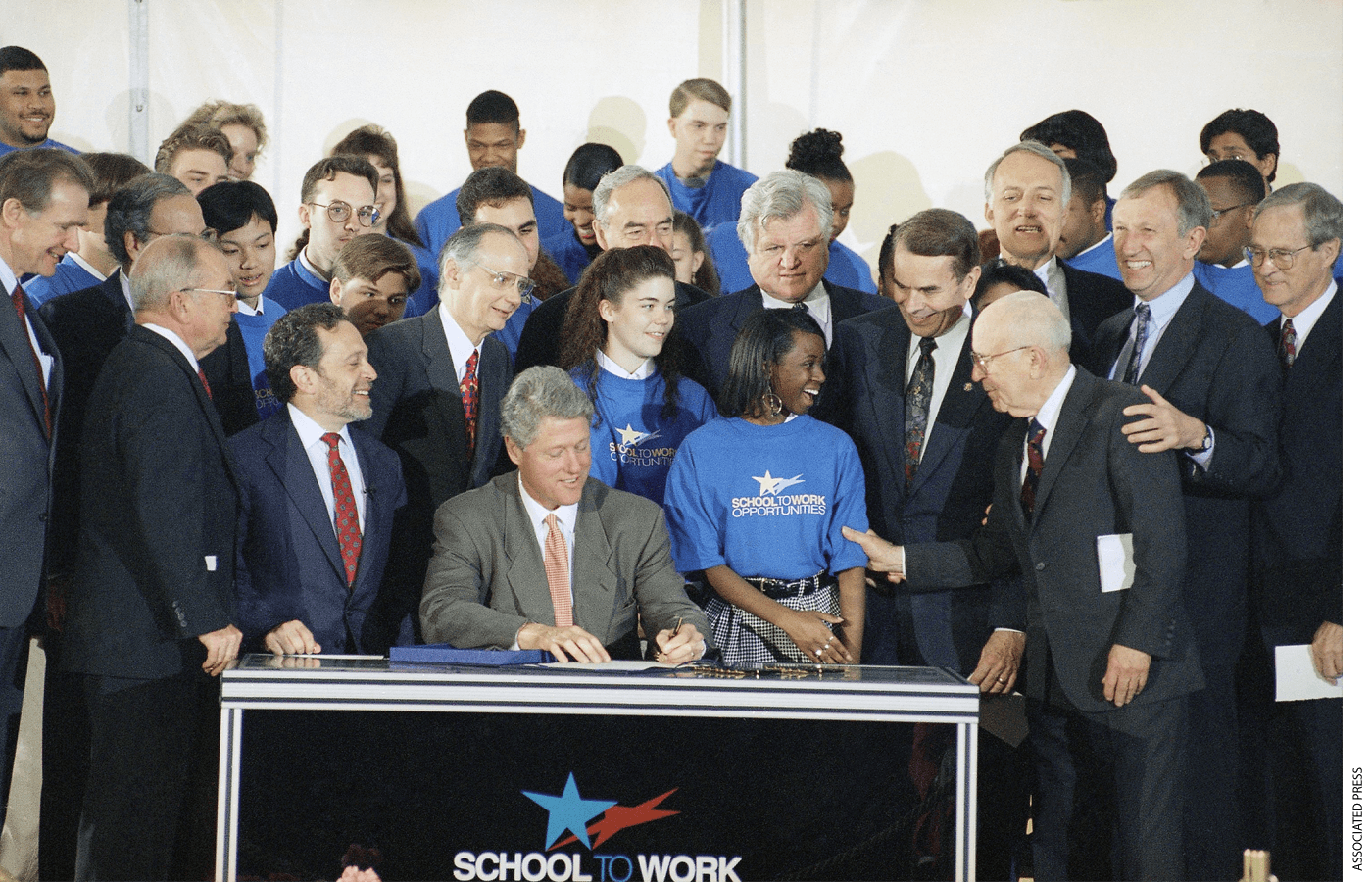 President Bill Clinton signs the School-to-Work Opportunities Act into law on May 4, 1994