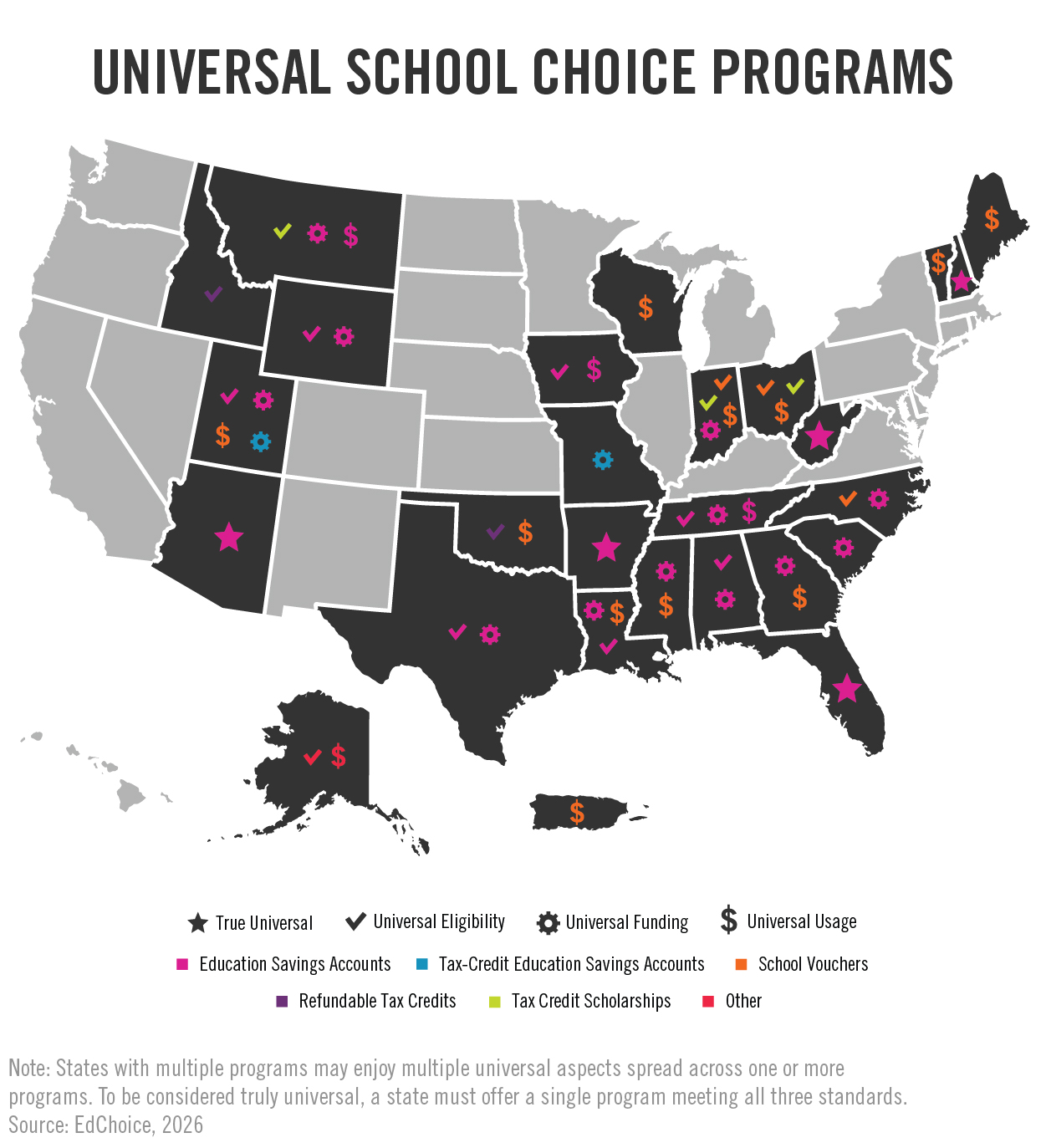 Map of school choice in the United States