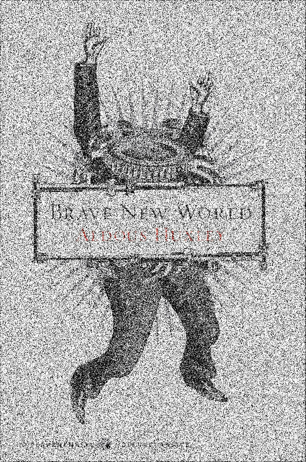 A distorted image of the book cover for Brave New World by Aldous Huxley